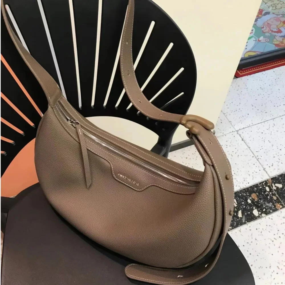 Women Shoulder Bag Female Handbag Tote AS Brand Designer Large Capacity Fashion Solid Color Single Half Moon Dumpling Shape Bags