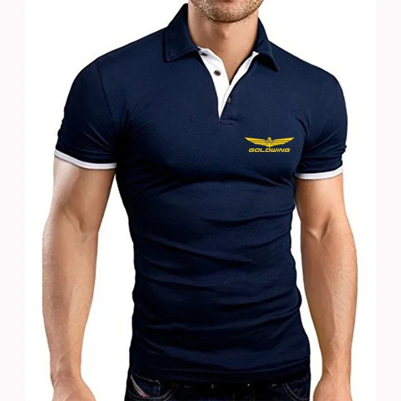 Goldwing GL1800 Japan Motocycles 2024 Men New Summer Hot Breathable Solid Color Polo Shirts Print Short Sleeve Comfortable Top