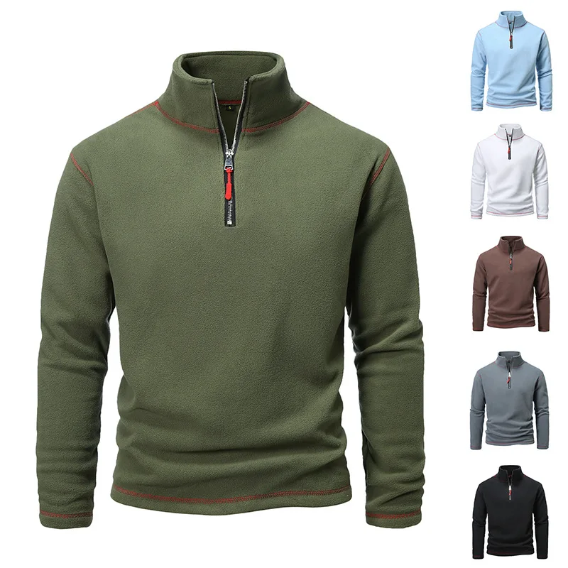 

Stylish Stand Collar Fleece Half Open Cardigan Hoodie Men Trendy Handsome Long Sleeve Sweatshirt Casual Loose Fit Autumn Winter