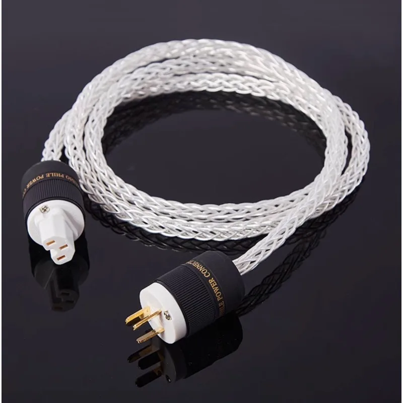 

8N Copper Silver Plated Fever Level Audio Power Cable for DVD Player CD Amplifier US EU UK AU Plug