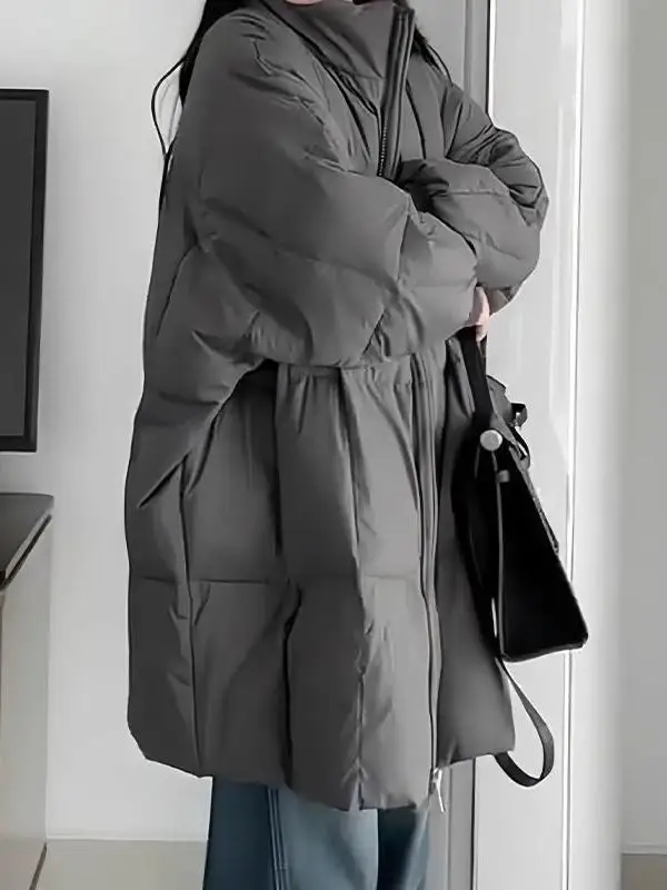 

plus Size 300 Pounds Korean Style Mid-Length Thickened Cotton Jacket Women's Winter Loose Warm Cotton Coat Outerwear