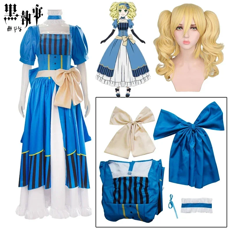 Anime Black Butler Elizabeth Ethel Cordelia Midford Cosplay Costume Wig Women Girls Dress Uniform Halloween Carnival Costumes