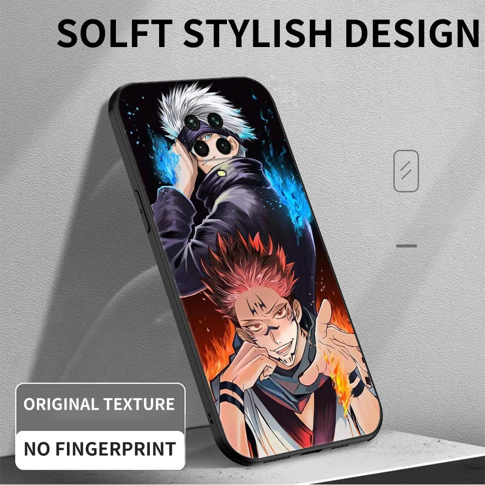 Funda de tpu negra para Xiaomi Redmi 9T Note 9T Note 10 8 8T 7 5G 4G Pro 10S Jujutsu Kaisen Sukuna