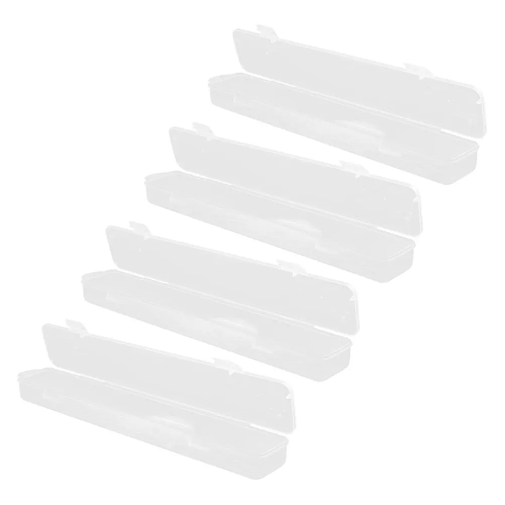

4 Pcs Paintbrush Storage Box Transparent Pen Cases Empty Pencil Case Gift Packaging Stationery Holder Lightweight Portable