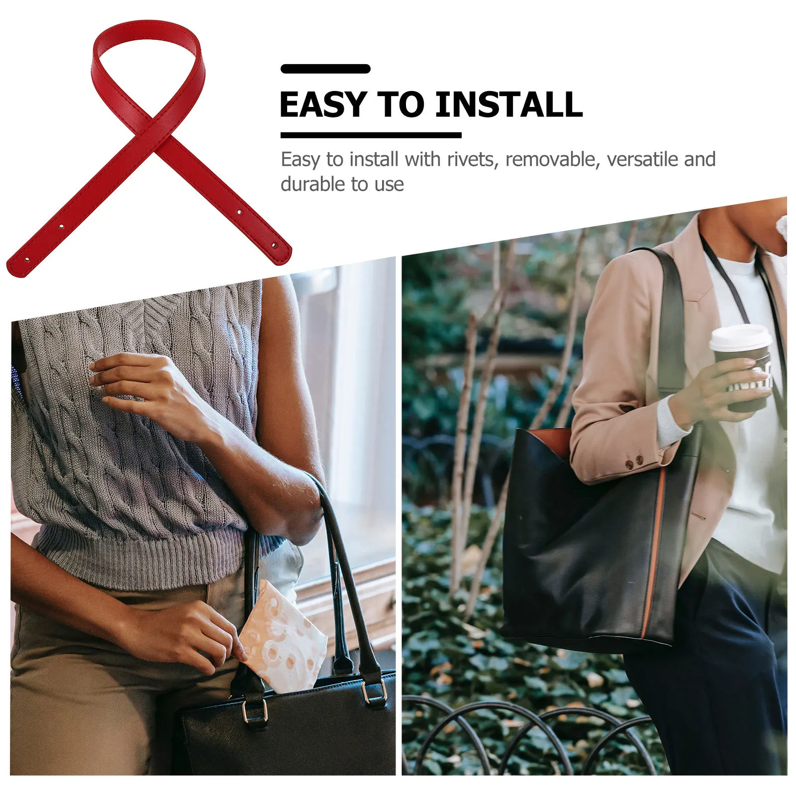 

2Set DIY Handbag Handles Replacement Straps Rivet Bag Belts Comfortable Shoulder Strap Purse Handle Repair