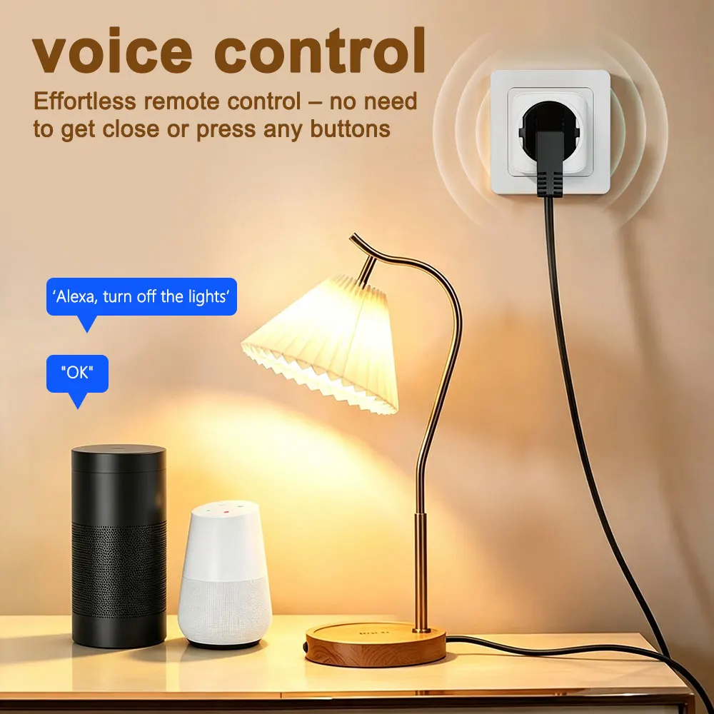 16A WiFi smart socket power consumption monitoring, voice control Alexa Apple Home Google Home and remote control
