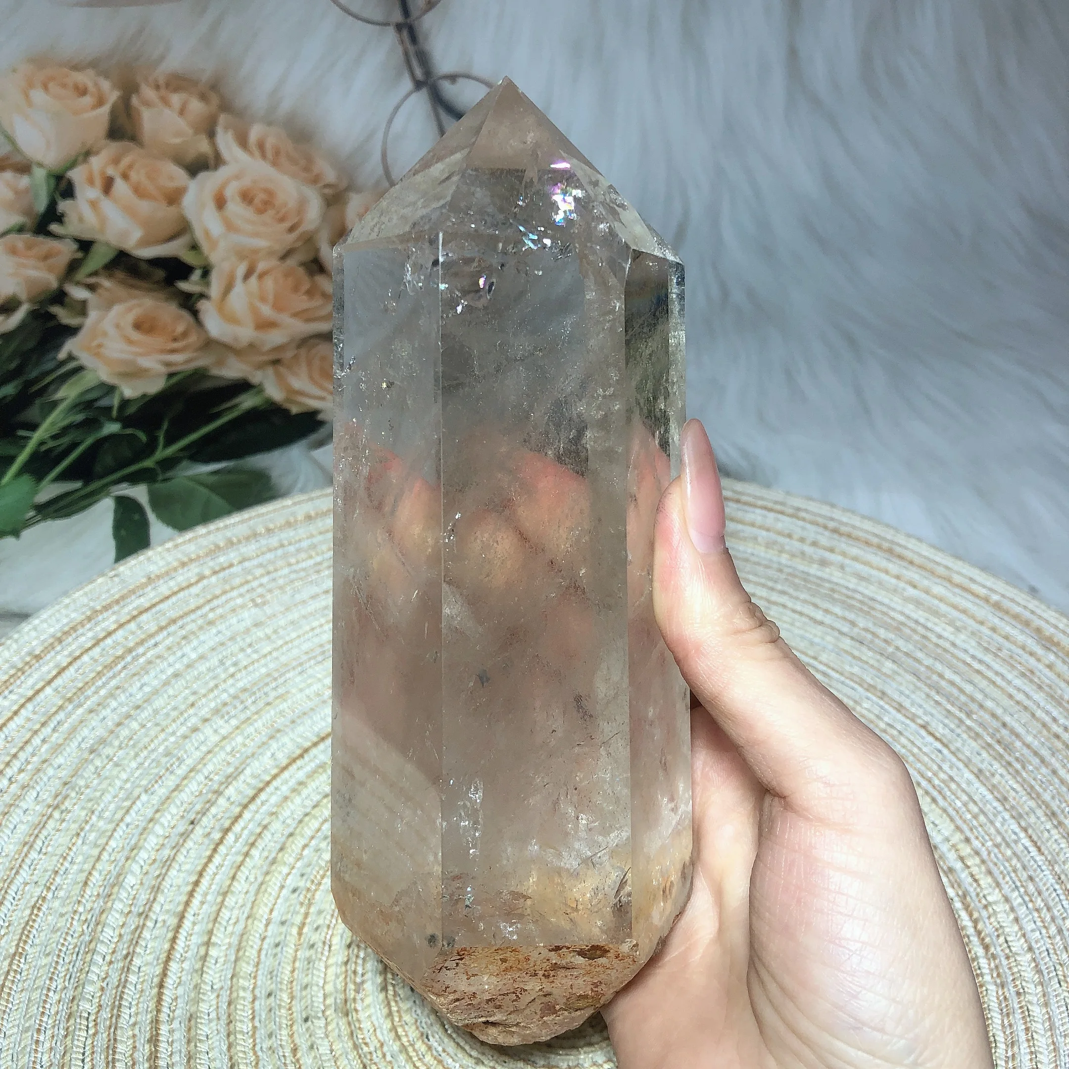 Healing High Quality Natural Crystals Clear Quartz With Rainbow Raw Tower Point Reiki Home Decorations Room Decor Energy