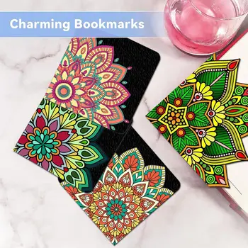 8個/套角形書籤,PU皮革曼陀羅圖案,頁碼標記辦公用品閱讀書籤 10 最佳銷售 皮革書籤 - №10