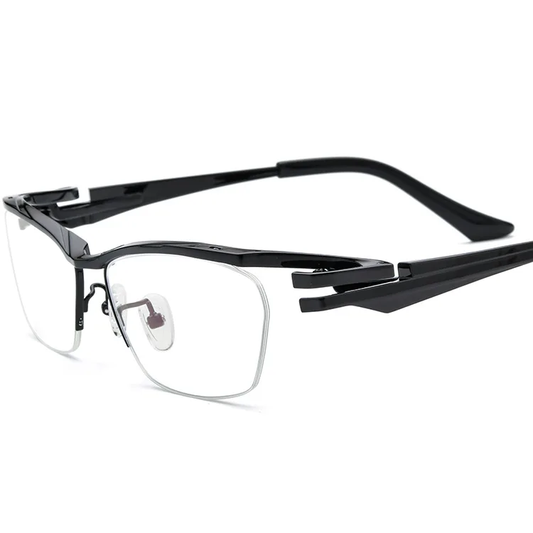 

Screwless half-frame square business glasses frame men ultra-light pure titanium metal optical myopia glasses frame men