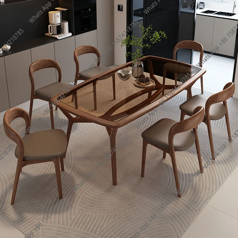 

Обеденный стол X O из закаленного стекла, легкий люкс, для небольшой квартиры, современный, простой, прямоугольный, из массива дерева