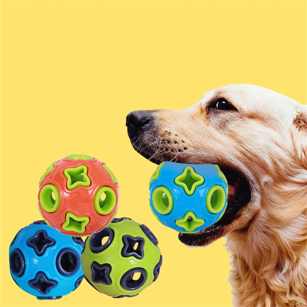 

Interactive Dogs Toy Sounding When Rolled or Shaken Rolling Pet Grind Teeth Balls Bite-resistant TPR Dog Toy Ball with Bells