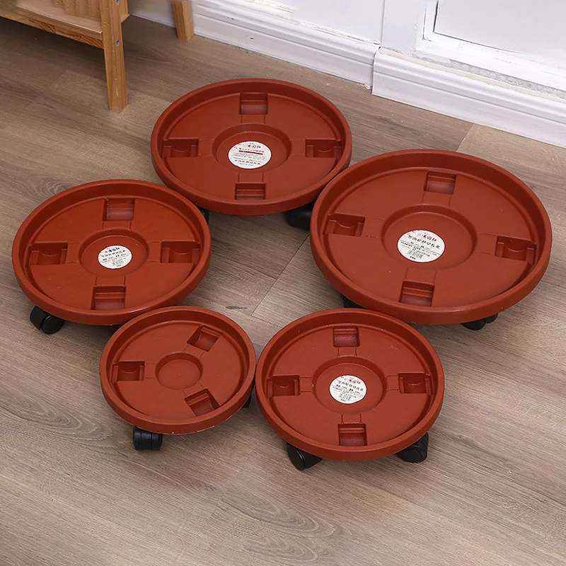 

Подставка для цветов из коричневого дерева, съемная, с универсальными колесиками, дышащая, круглая, для домашнего использования