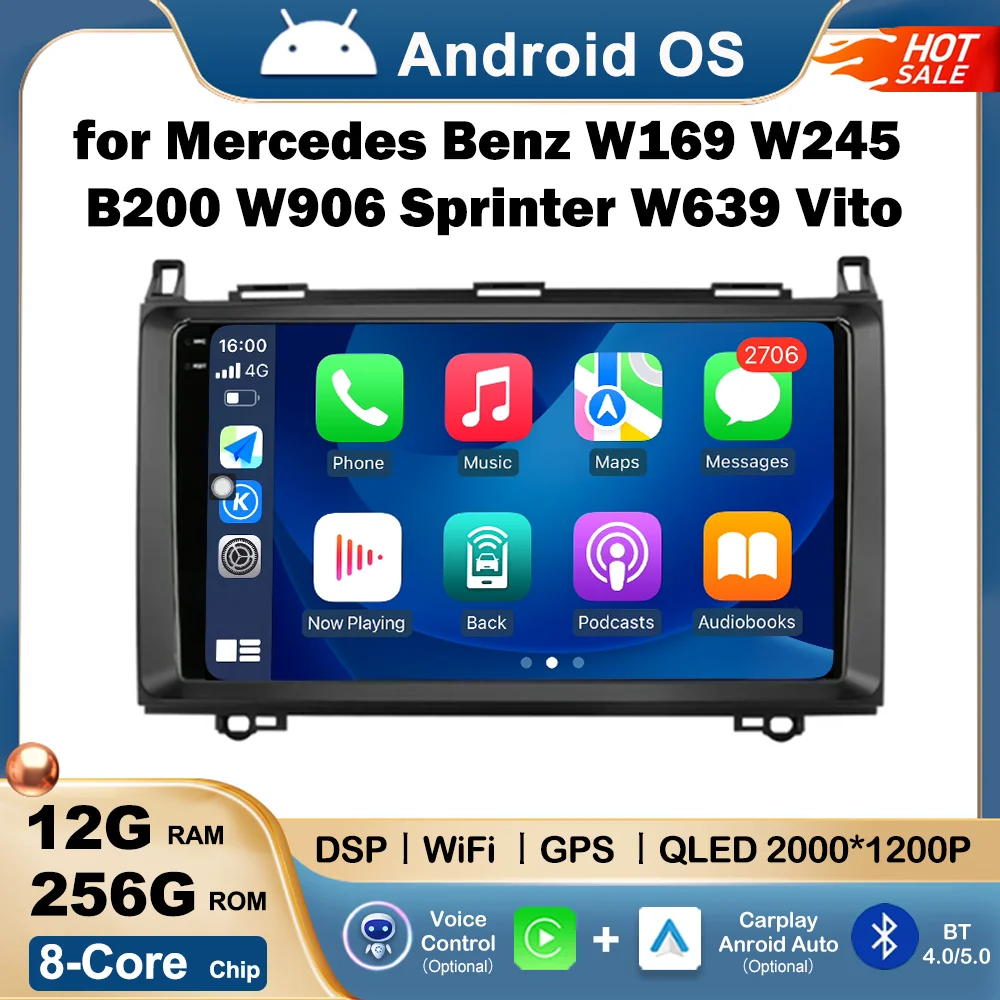 

for Mercedes Benz W169 W245 B200 W906 Sprinter W639 Vito Car Multimedia Radio Player Android OS GPS Navi WiFi Audio DPS Stereo