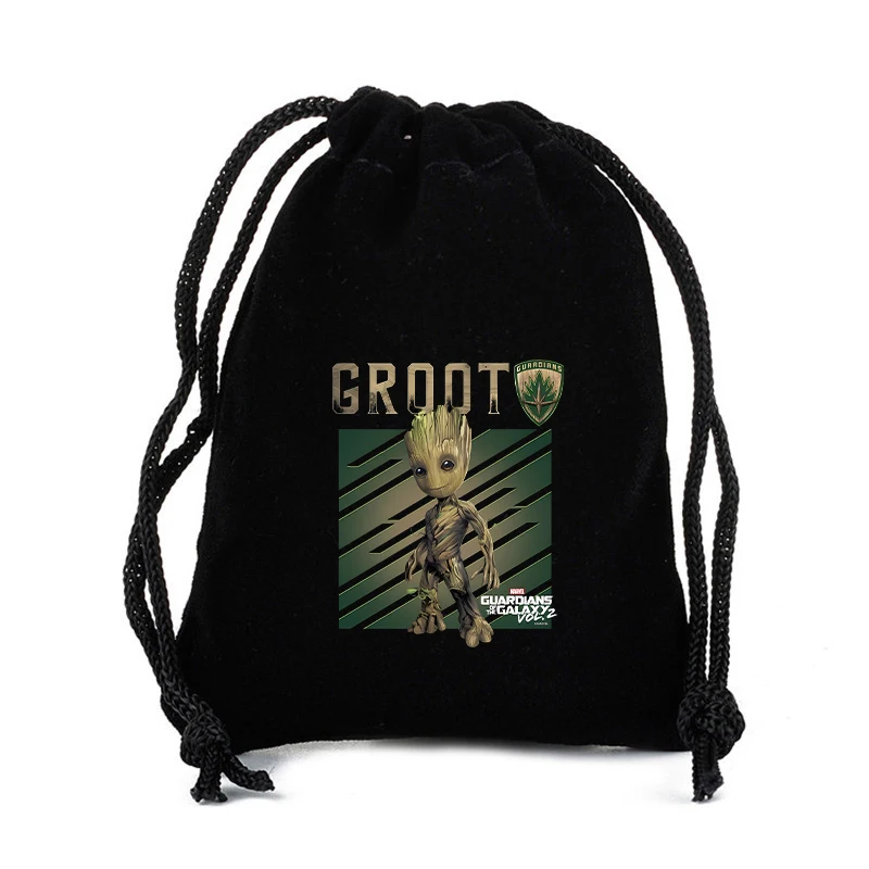 Disney Marvel Groot Drawstring Bag Movie Cartoon Print Sport Kids Child\'s Student Portable Birthday Party Hand Pocket Gift Pouch