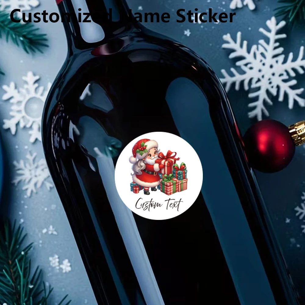 48/96 pcs Santa Claus Colored Personalized Bottom Stickers Customized Name Stickers Customized Tag Personalized Label