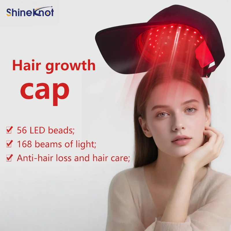 SHINEKNOT Home-Use Red Light Hair Growth Cap Red Blue Light LED Hair Care Usb-Rechargeable Wireless Infrared Hair Growth Device