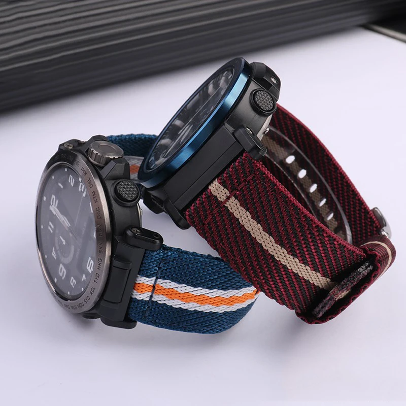 For Casio 5497 PRG-600/650Y 5571 PRW-6600Y/YB PRG-650 PRW-6600 Nylon Waterproof Collection Bracelet Watch Strap Watchband 24mm