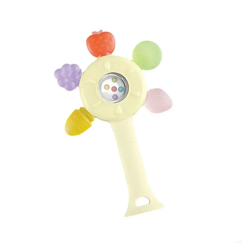 

54DF Multiuse Sensory Developmental Toy For Infant Chewable Teether Toy With Sound Exploration and Soft Color Fruit Cognitive