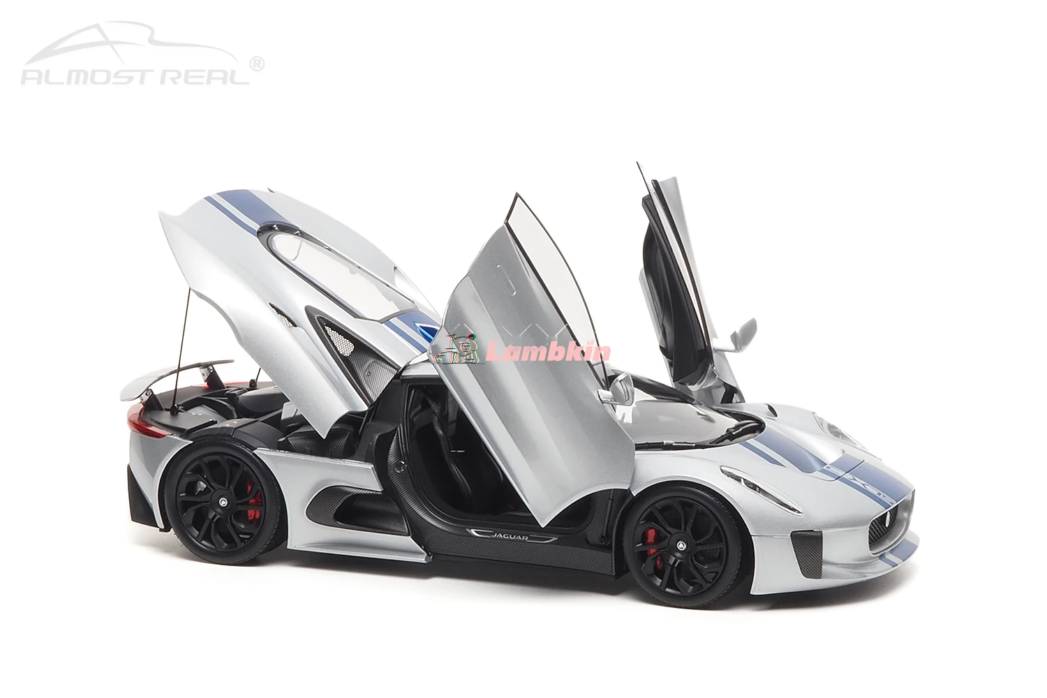 Almost Real 1/18 For Jaguar C-X75 2013 Sliver Blue Metallic Orange Alloy Full Open Car Model Limited Edition