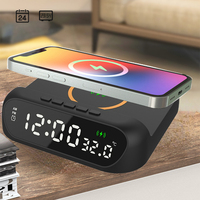 Multifunction Bluetooth Alarm Clock Digital Alarm Clock Speaker Wireless Charger Bedroom Dimmable Light Dual Alarm Snooze Dimmer