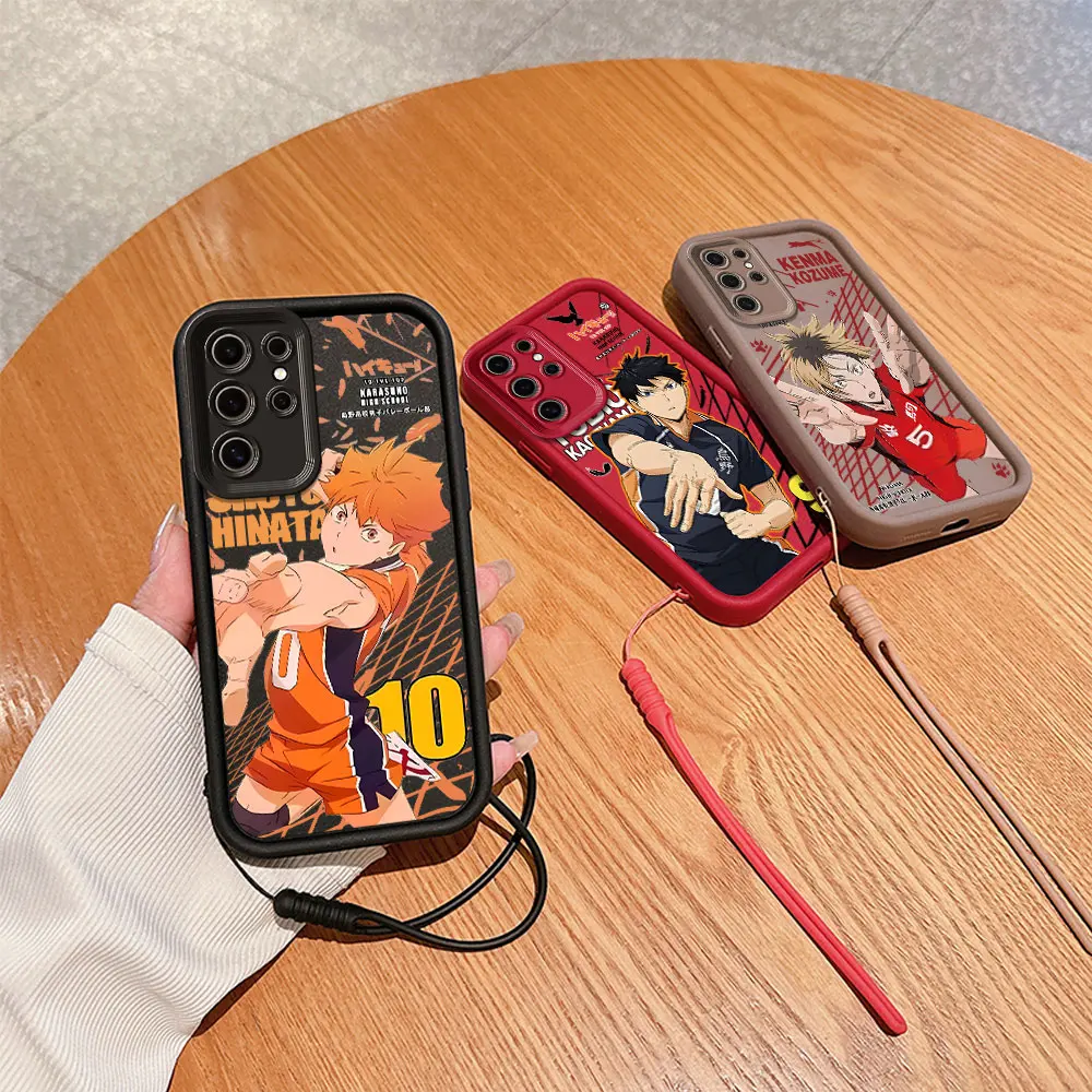 Anime Shoyo Hinata Haikyuu Phone Case For Samsung A03 A04 A12 A20S A21S A13 A14 A54 A34 A53 A33 A35 A55 Cover With Hand Strap