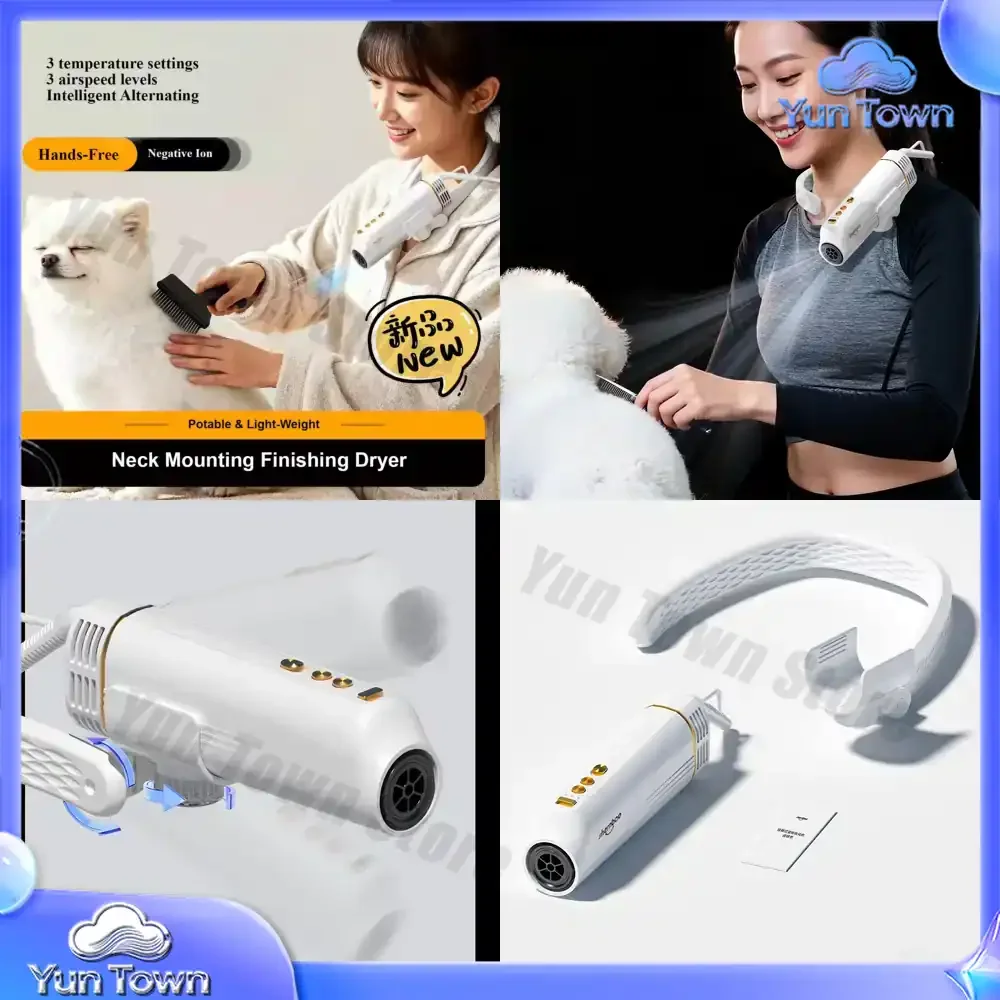 Hands-free wearable pet hair dryer, adjustable neck-hanging pet hair dryer, pet grooming neck hair dryer for dogs and cats