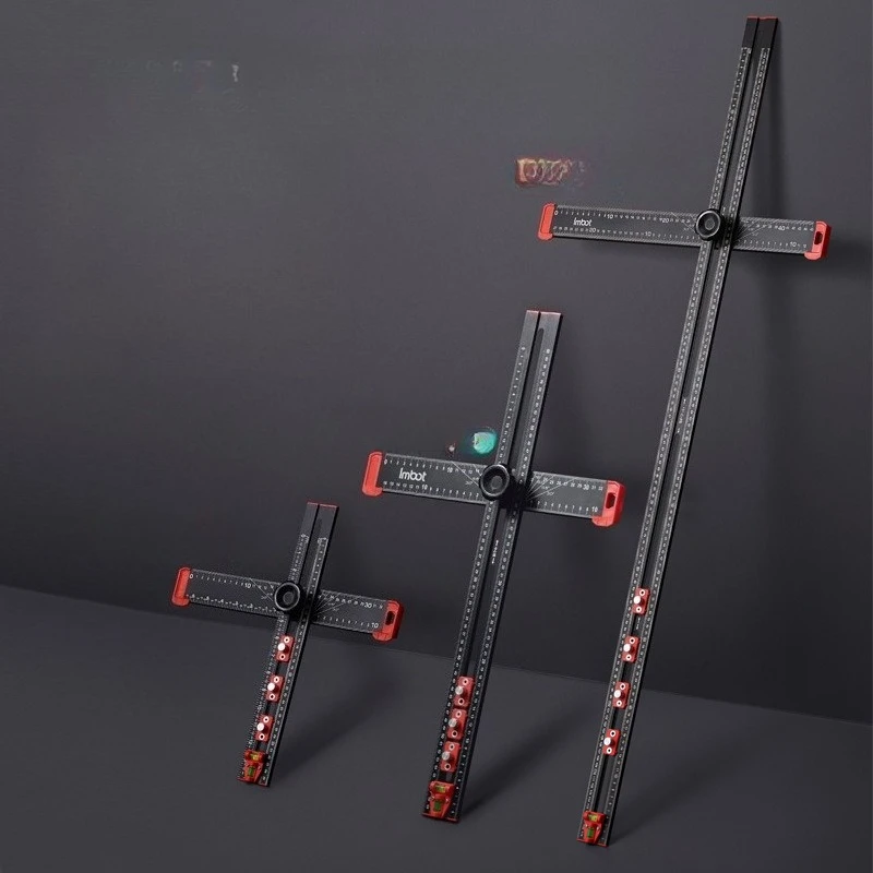 

Woodworking multi-function two-in-one punching positioning ruler scale measurement angle ruler slider combination