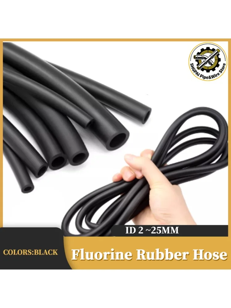 Tuyau en caoutchouc FKM Viton de qualité supérieure, ID 2-25 mm, résistant à l'huile et au carburant, résistant aux températures élevées et aux acides et aux alcalis, tuyau en caoutchouc fluoré