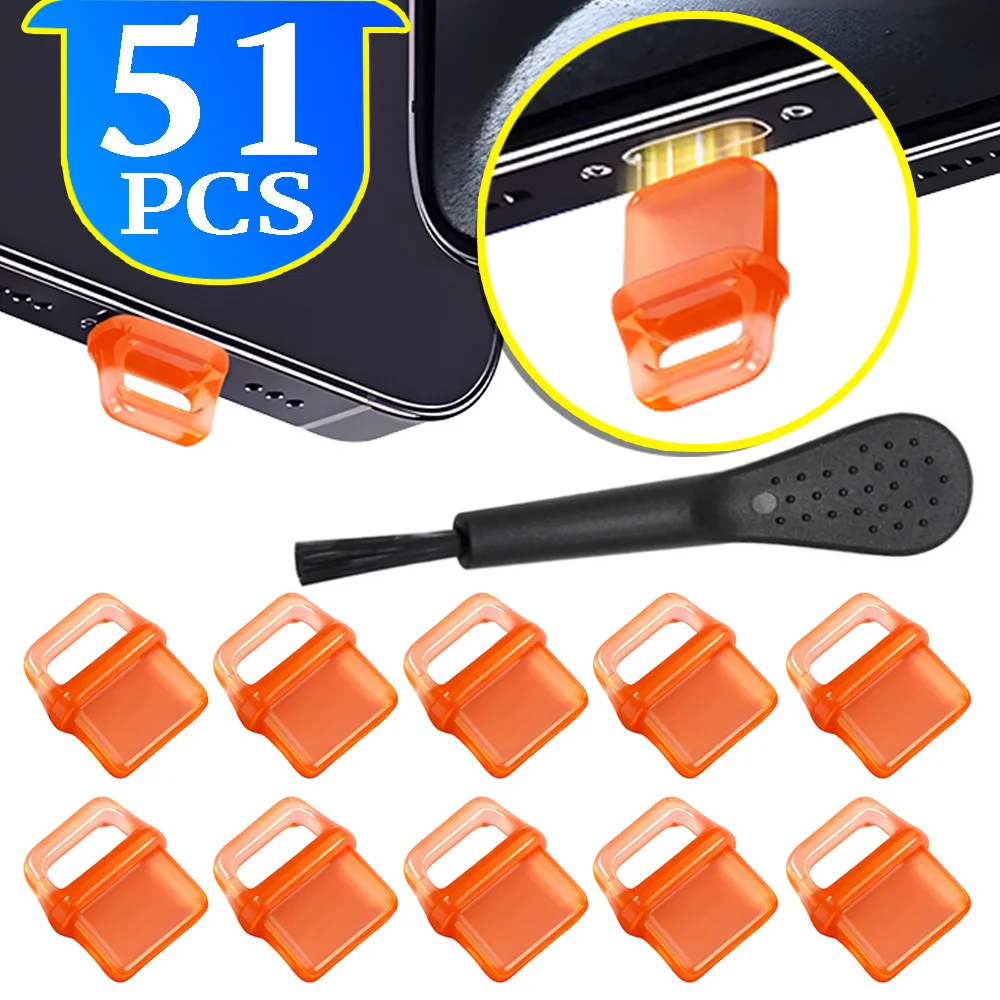 سيليكون DIY قبعات USB C شحن ميناء حماة مكافحة الغبار نوع C الغبار المقابس مع فرشاة تنظيف آيفون 17 سامسونج هواوي #1