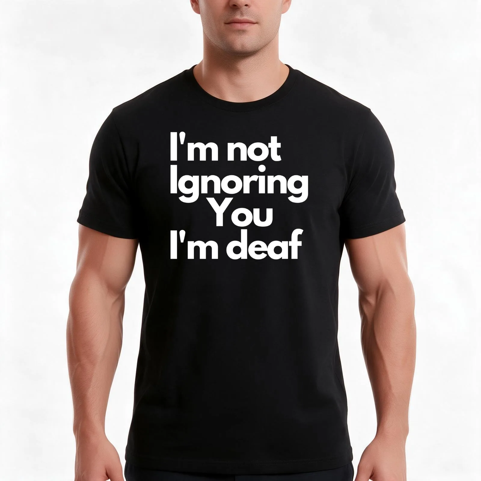 Im not ignoring you im Deaf T-Shirt, Summer Casual Cotton Tee, Oversized Streetwear Tops, Vintage Graphic Print, 100% Cotton