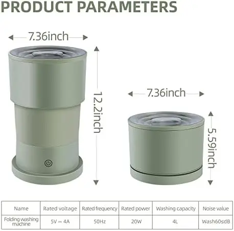 Portable Washing Machine - Foldable Mini Small Washer for Baby Clothes, Underwear or Small Items, Suitable for Apartment, Laundr