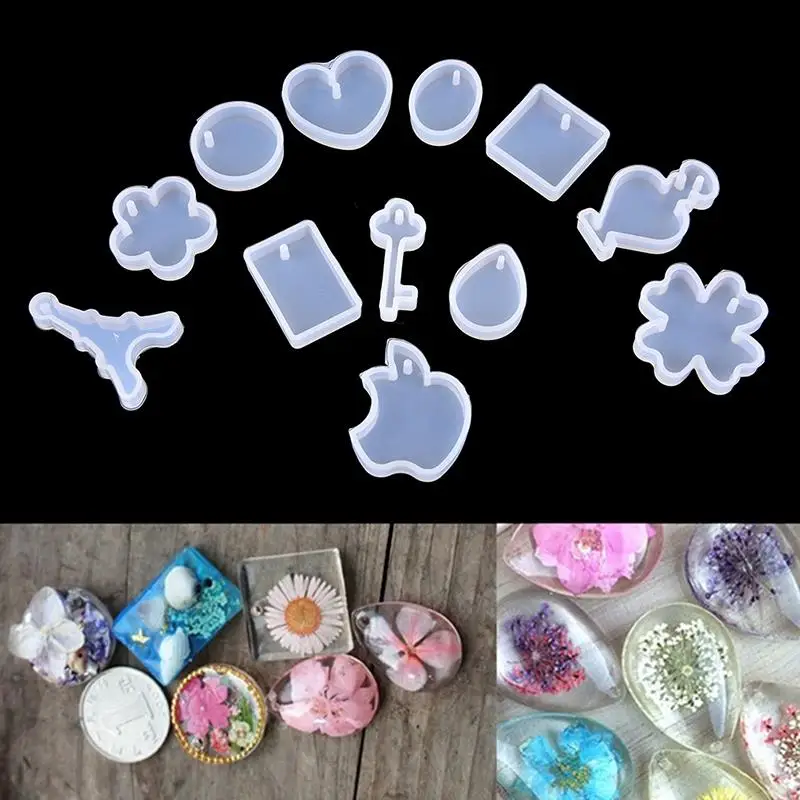 1/4/5/12pcs Puzzle Piece Gemstone Crystal Epoxy Resin Mold DIY Jewelry Pendant Making Tools Epoxy Clear Silicone Mould