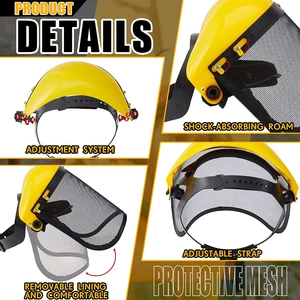 Safety Face Shield With Mesh Visger Protective Mesh Chainsaw Face Hat Hat for Trimmer Garden Weed Wacker Protection 8 Main Sales Visor for Rocedeira - №2