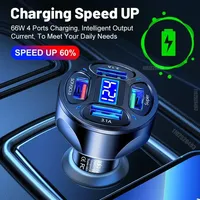 Car Mobile Phone Charger Output Super High Power Fast Charging 4 Ports, LED Digital Display - One for Four USB Multi-phone  3.1A