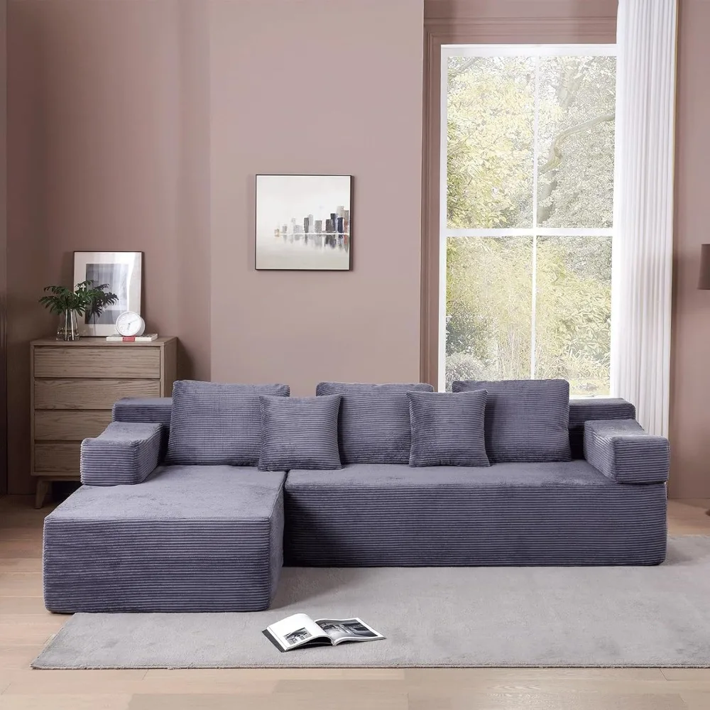 132" Modular Sectional Couches for Living Room, Boneless U Shaped Cloud Couch with Chaise Lounge, Comfy Cozy Plush