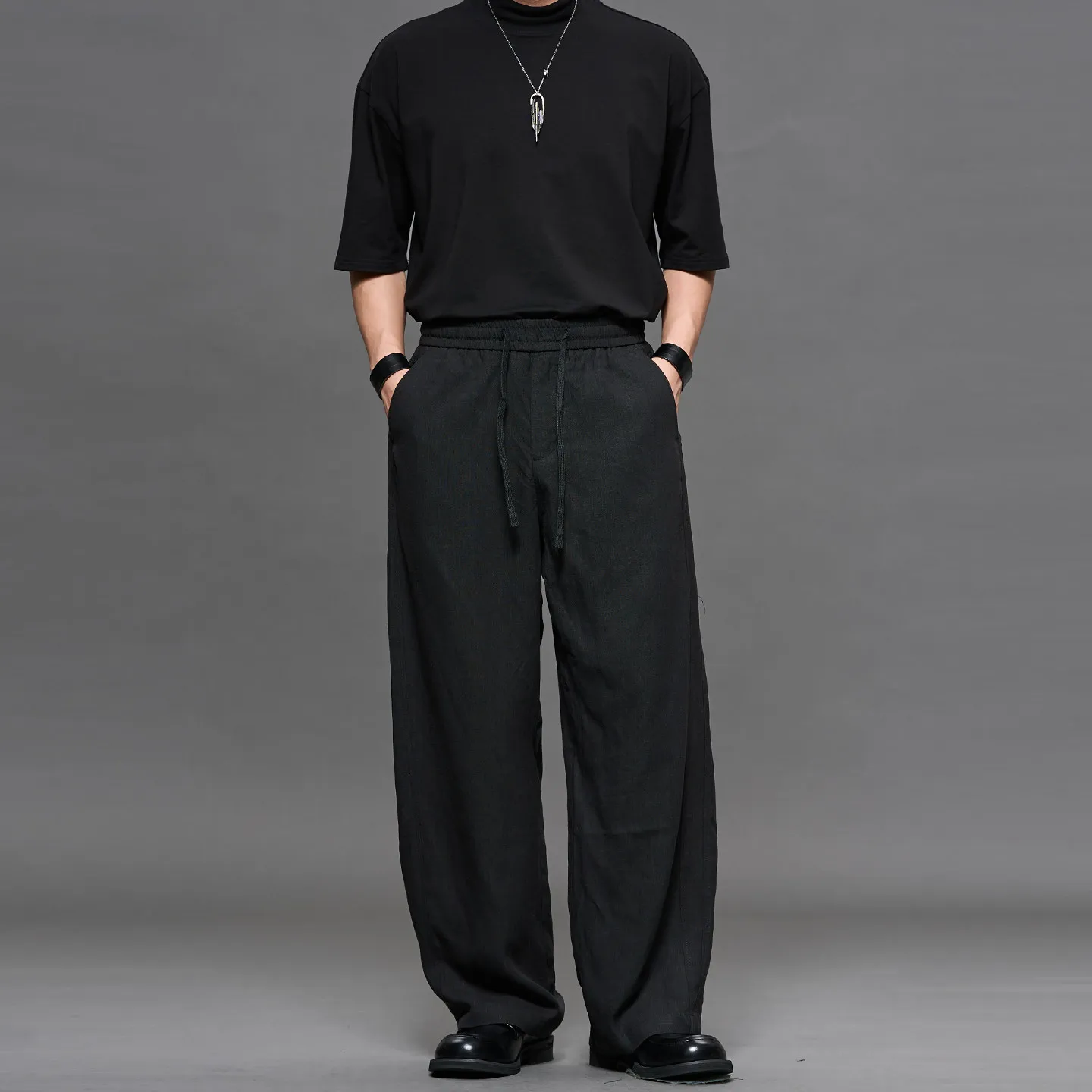 High Quality Linen Blend Cool Feeling Japanese-Style Retro Straight-Leg Pants Men's Spring and Summer All-Match Fashion Trousers