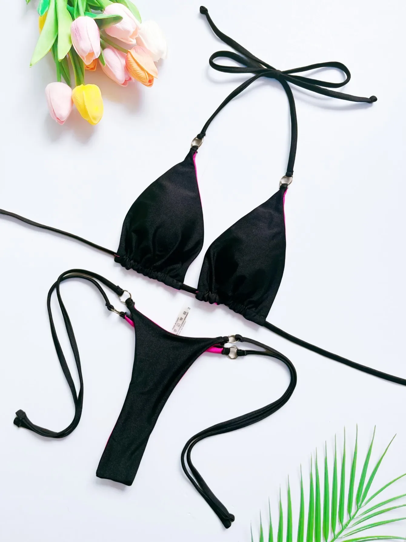 Ruotonsept 2024 novo sexy solidbandage bikini conjunto maiô feminino de duas peças triângulo maiô biquinis brasileiros