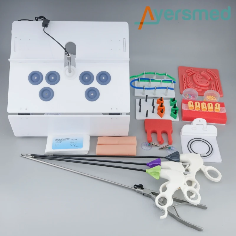 

Laparoscopic Simulator Training Box Instruments, Laparoscopy Trainer Box With Training Modules Full Set
