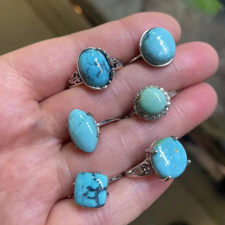 

High Quality Creative Natural 925 Silver With Turquoise Crystal Healing Gemstone Fashion Jewelry Gift For Healing