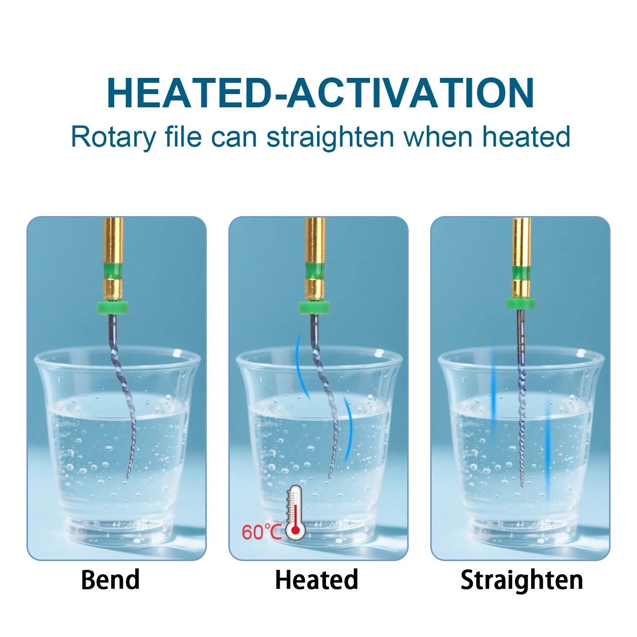 

Professional Ni Ti Heat-Activated Endodontic Rotary File 6pc/Box - Super Flexible Safe Non-Cutting Dental File