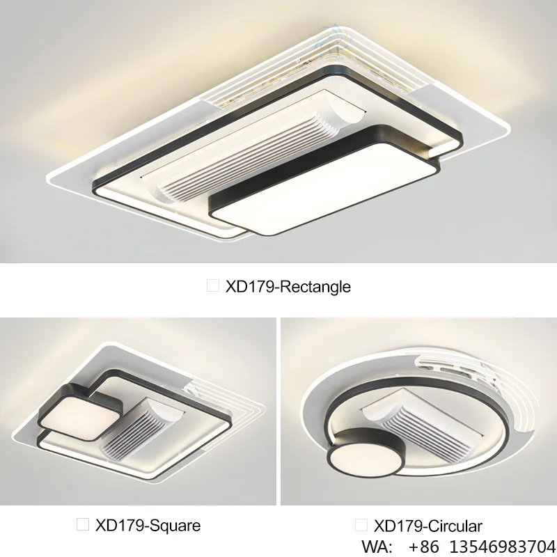 XD179 2024 New Leafless Fan Light with Full Spectrum Eye Protection, Modern, Living Room, Bedroom, Rectangular Ceiling Fan Light