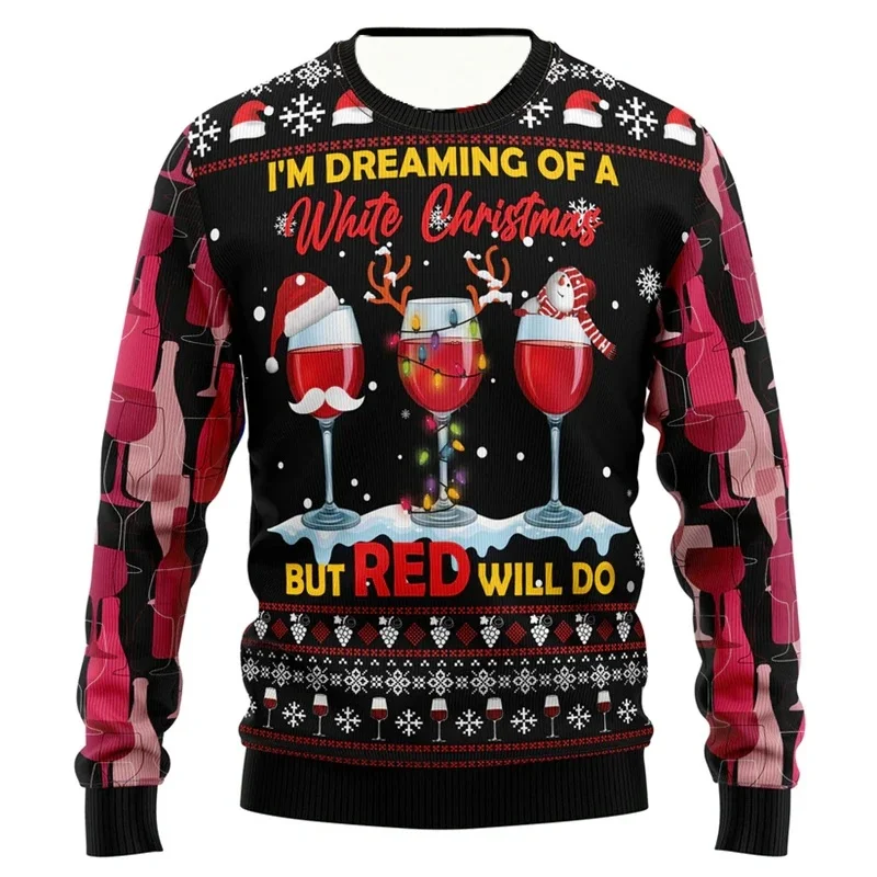 PLstar Cosmos The Beer Lover Elf Pattern 3D Printed Mens Ugly Christmas Sweater Winter Unisex Casual Warm Knitwear Pullover MY43