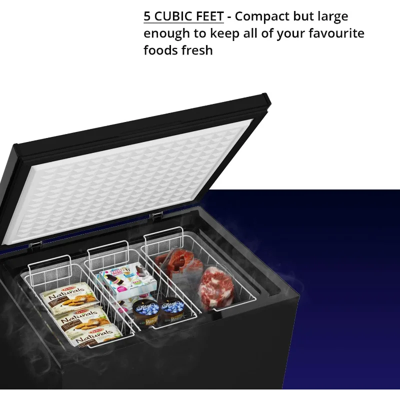 فريزر Northair Chest - 5 قدم مكعب مع 3 سلال قابلة للإزالة - يصل إلى صندوق الفريزر، فريزر مدمج هادئ، 7 درجات حرارة