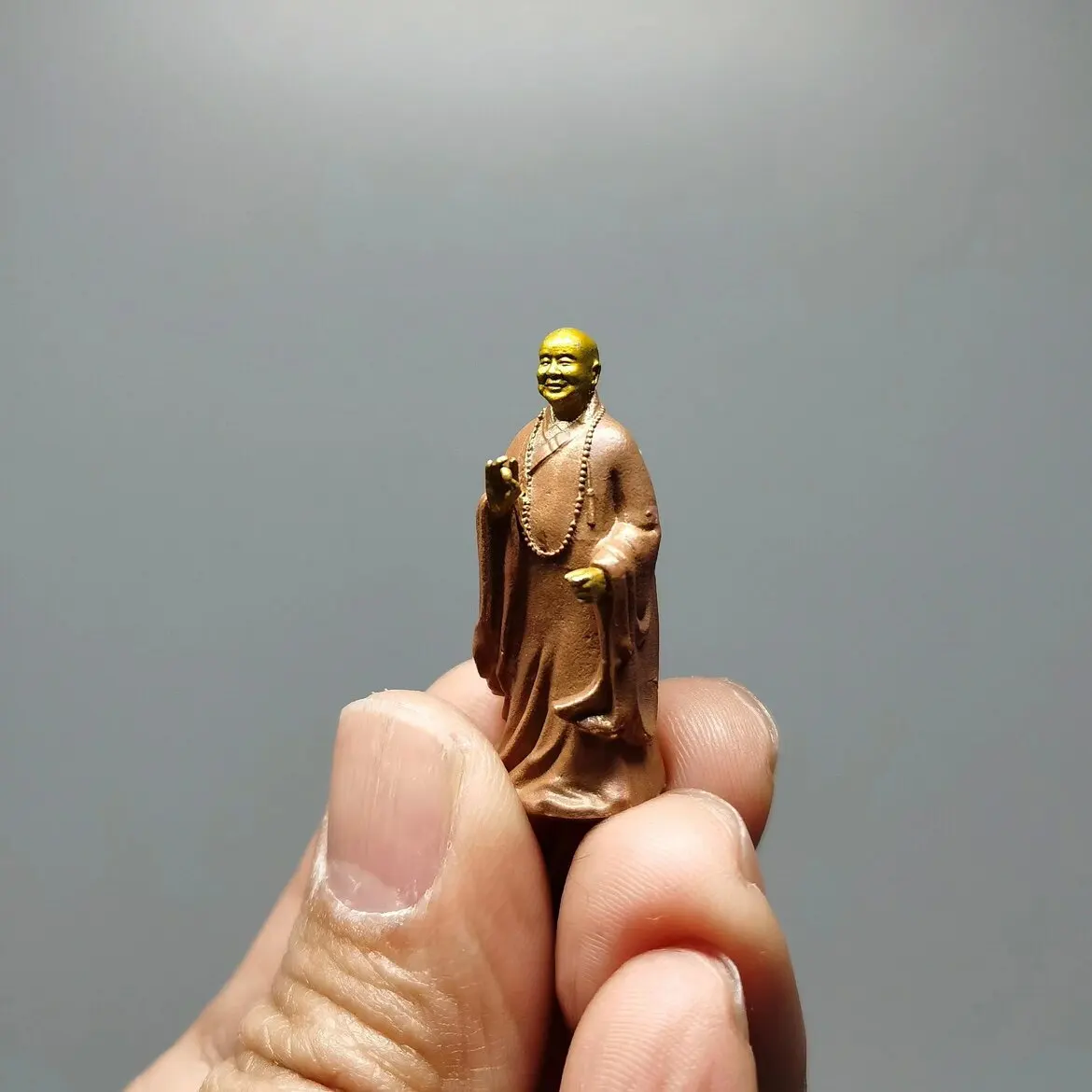 Statue Solid Pure Precision Casting Hand Painting High about 3.5cm Bonsai Stones for Viewing Buddha Small Ornaments
