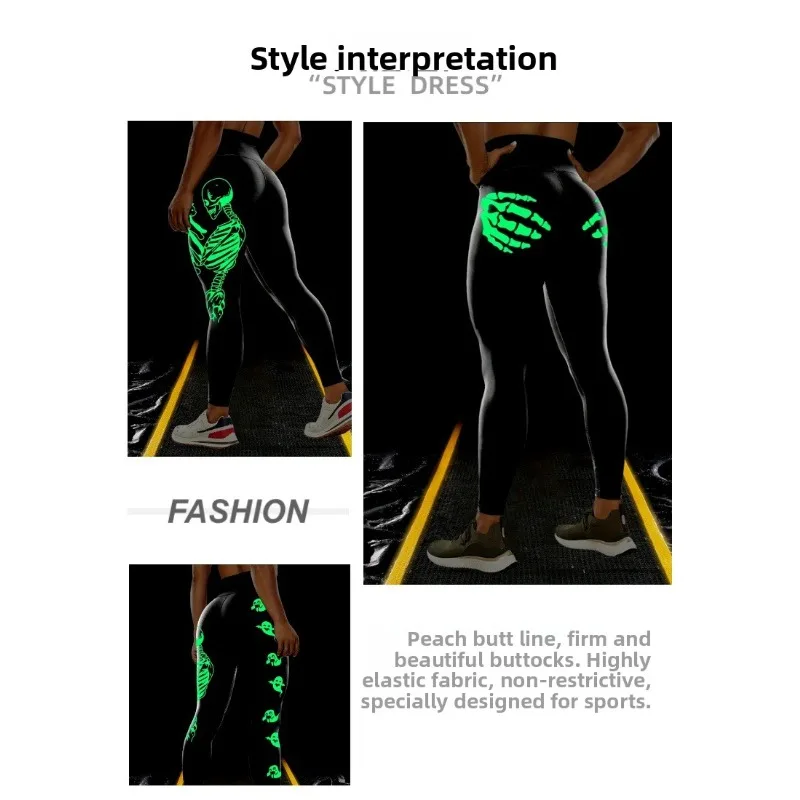 Brilha no escuro calças de yoga cintura alta collants reflexivos correndo leggings esportes ao ar livre fitness treino wear feminino roupas ativas