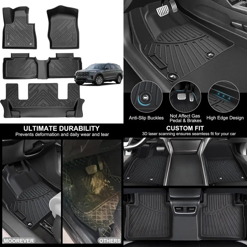 

Коврики для Ford Explorer 2020-2025 2026 гг., сверхмощные противоскользящие всепогодные 6-местные стулья капитана из ТПЭ на заказ для исследователей