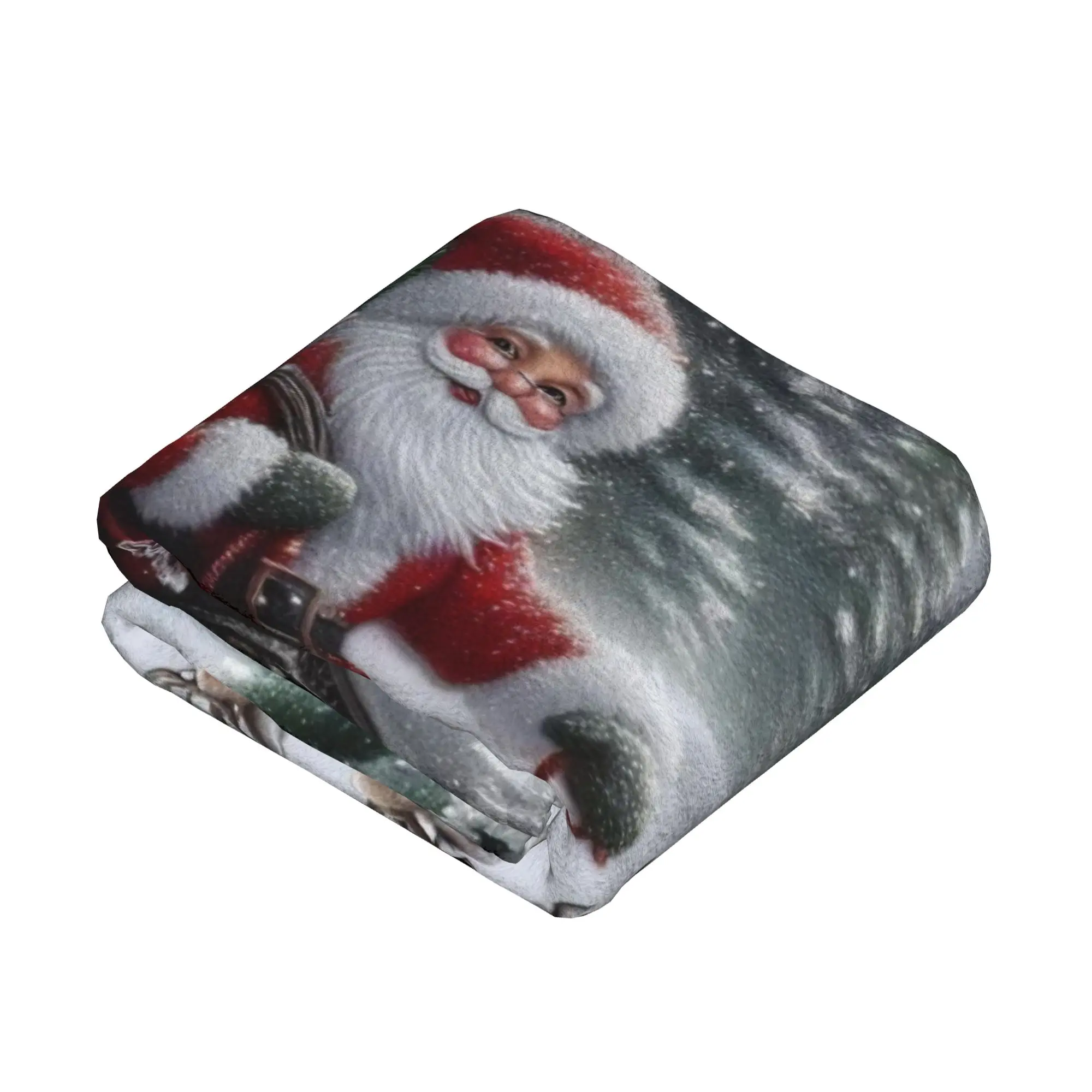 Christmas Santa Claus Blanket Reindeer New Year Flannel Throw Blankets Airplane Travel Decoration Soft Warm Bedspread