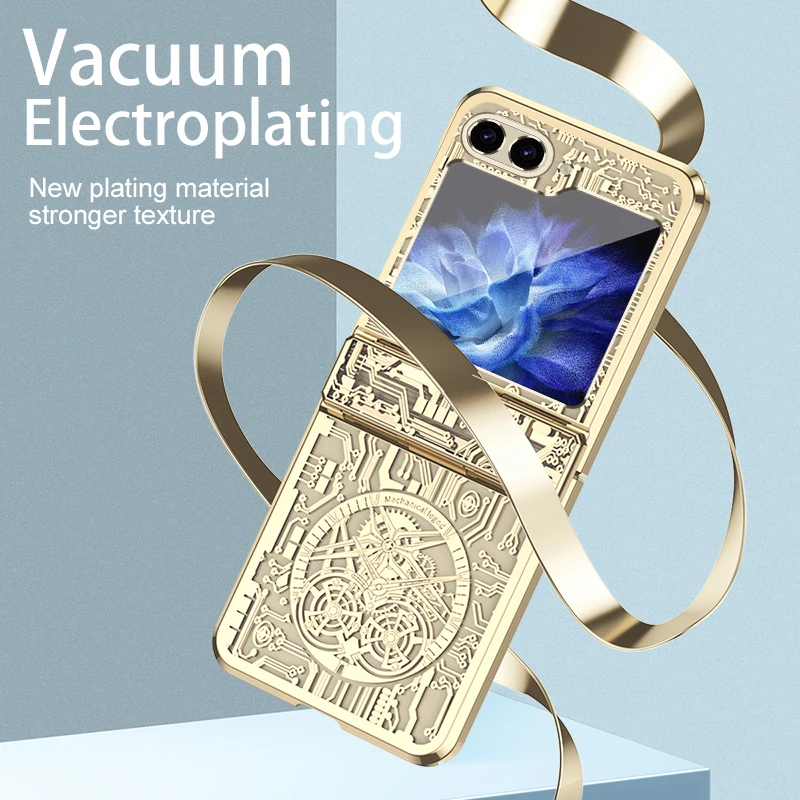 Machine Legend Plating Case For Samsung Galaxy Z Flip 6 5G ZFlip6 Flip6 Protection Folding Shockproof Hard Plastic Phone Cover