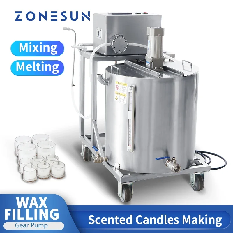 ZONESUN ZS-GTCD Soy Hot Paraffin Bee Wax Filling Melting and Mixing Machine Magnetic Pump Heating Candle Making Machine