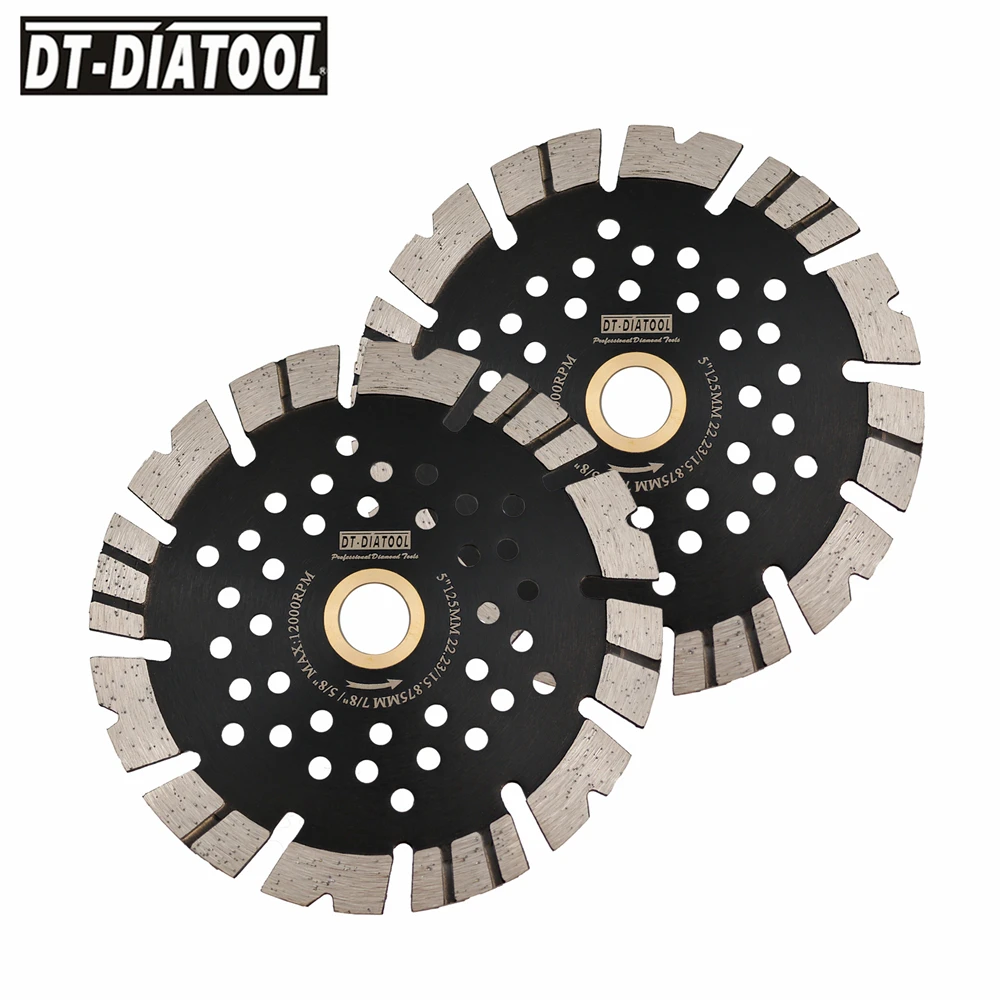 

DT-DIATOOL 1pc Dia 5inch 125mm V-tooth Corrugated Multi-hole Dry Wet Saw Blade Cutting Disc Granite Concrete Masonry Corrugated